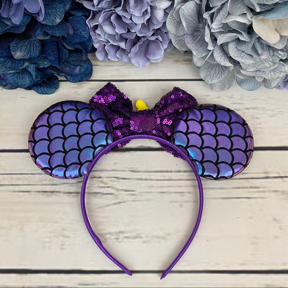 Minnie Mouse Ariel Little Mermaid Headband & Bow - Picture 11 of 16